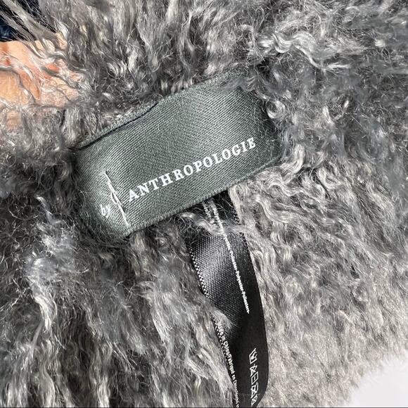 ANTHROPOLOGIE Fluffy Colorblocked Scarf Navy NWT - Picture 6 of 7